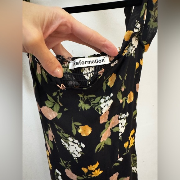 Reformation Black Floral Midi Dress “Nikita Dress”. Size small. - Picture 8 of 9